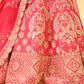 BRIDAL PINK HAND-EMBROIDERED LEHENGA SET WITH DOUBLE DUPATTA & MATCHING POTLI BAG