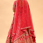 BRIDAL PINK HAND-EMBROIDERED LEHENGA SET WITH DOUBLE DUPATTA & MATCHING POTLI BAG