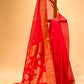 RED CHANDERI HANDWOVEN SILK SAREE