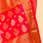 RED CHANDERI HANDWOVEN SILK SAREE