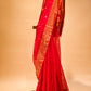 RED CHANDERI HANDWOVEN SILK SAREE