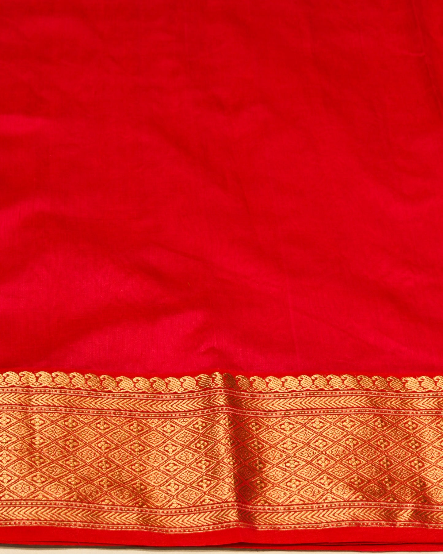 RED CHANDERI HANDWOVEN SILK SAREE