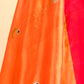 ORANGE CHANDERI HANDWOVEN SILK SAREE WITH CONTRAST PINK BORDER AND ZARI PALLA