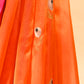 ORANGE CHANDERI HANDWOVEN SILK SAREE WITH CONTRAST PINK BORDER AND ZARI PALLA