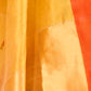 YELLOW CHANDERI HANDWOVEN SILK SAREE WITH CONTRAST ORANGE BORDER AND ZARI PALLA