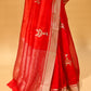 CRIMSON RED CHANDERI HANDWOVEN SILK SAREE
