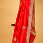 CRIMSON RED CHANDERI HANDWOVEN SILK SAREE
