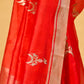 CRIMSON RED CHANDERI HANDWOVEN SILK SAREE