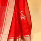 CRIMSON RED CHANDERI HANDWOVEN SILK SAREE