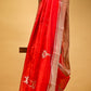 CRIMSON RED CHANDERI HANDWOVEN SILK SAREE