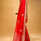 CRIMSON RED CHANDERI HANDWOVEN SILK SAREE