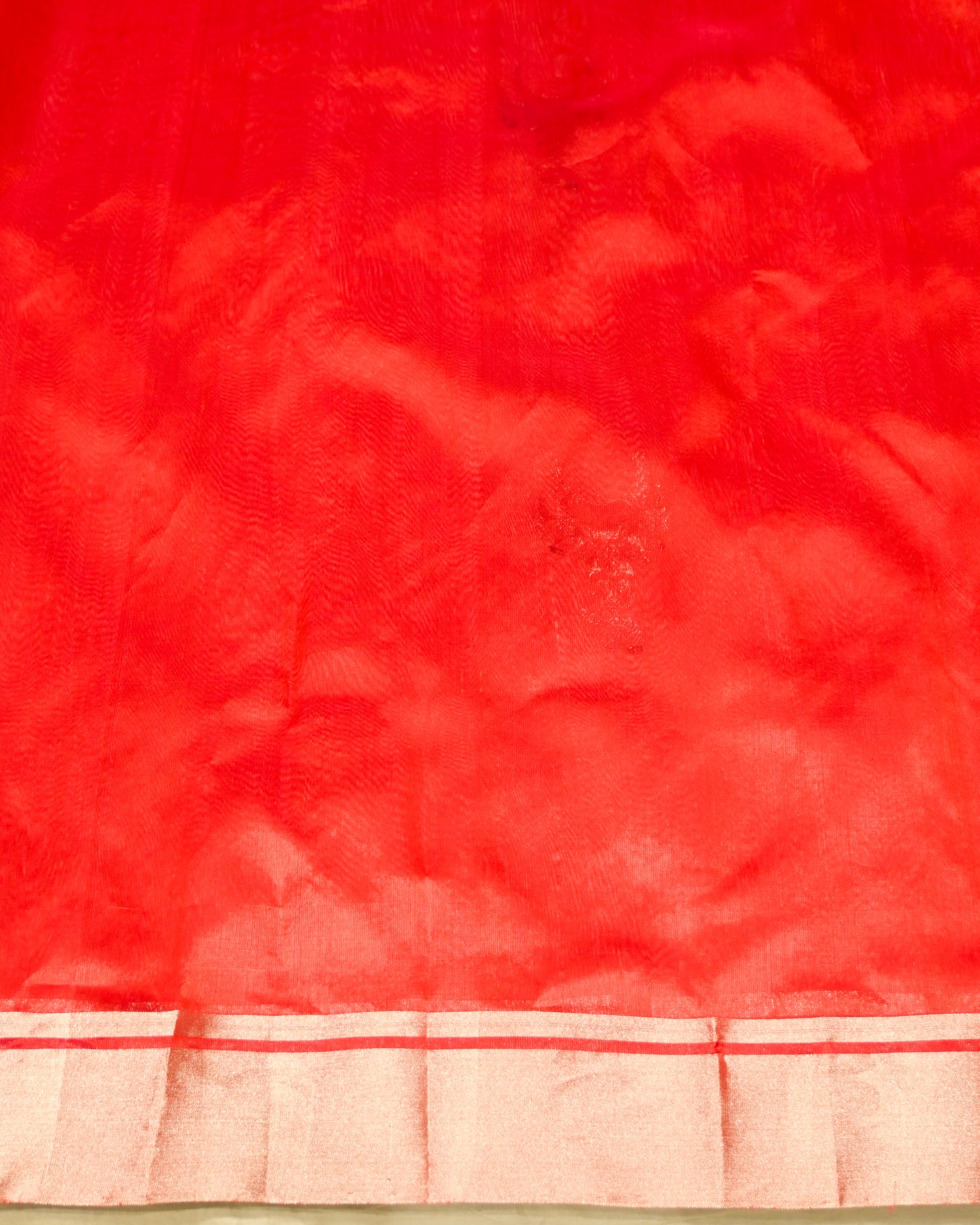 CRIMSON RED CHANDERI HANDWOVEN SILK SAREE
