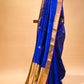 ROYAL BLUE CHANDERI HANDWOVEN SILK SAREE WITH ZARI BORDER AND PALLA
