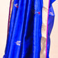 ROYAL BLUE CHANDERI HANDWOVEN SILK SAREE WITH ZARI BORDER AND PALLA