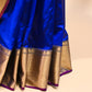 ROYAL BLUE CHANDERI HANDWOVEN SILK SAREE WITH ZARI BORDER AND PALLA