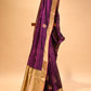PURPLE CHANDERI HANDWOVEN SILK SAREE WITH ZARI PALLA AND BORDER