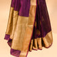 PURPLE CHANDERI HANDWOVEN SILK SAREE WITH ZARI PALLA AND BORDER