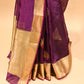 PURPLE CHANDERI HANDWOVEN SILK SAREE WITH ZARI PALLA AND BORDER