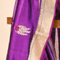 PURPLE CHANDERI HANDWOVEN SILK SAREE WITH ZARI PALLA AND BORDER