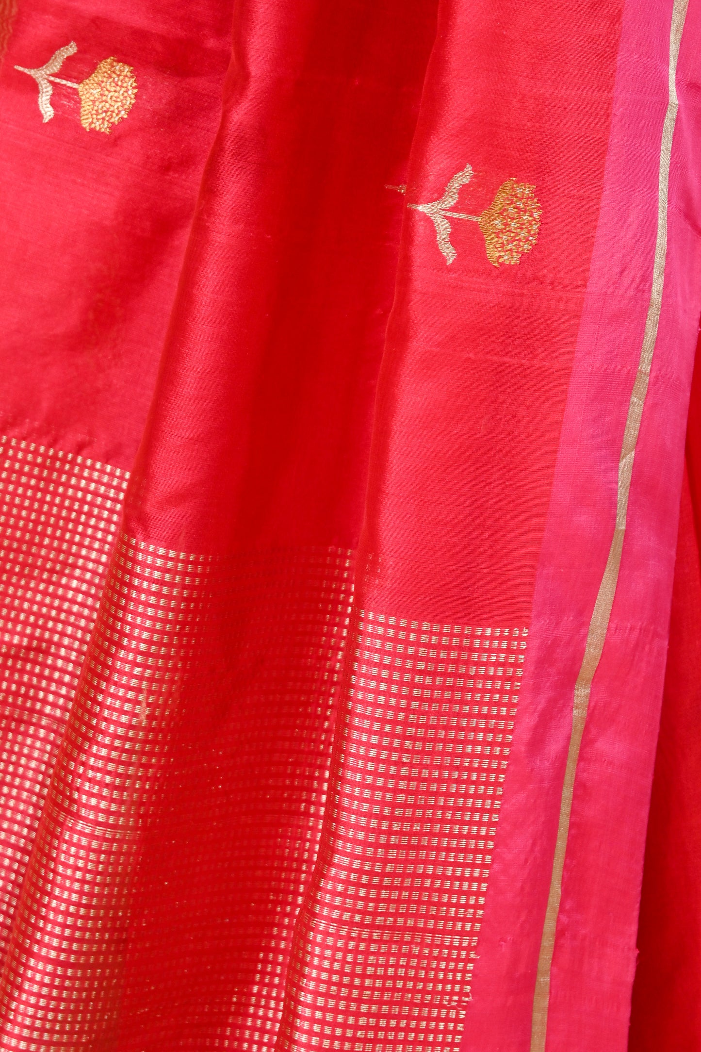 RANI PINK CHANDERI HANDWOVEN SILK SAREE