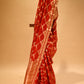 RICH RED CHANDERI HANDWOVEN SILK SAREE