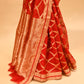 RICH RED CHANDERI HANDWOVEN SILK SAREE