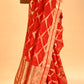 RICH RED CHANDERI HANDWOVEN SILK SAREE