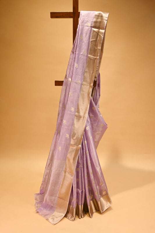 LILAC CHANDERI HANDWOVEN SILK SAREE