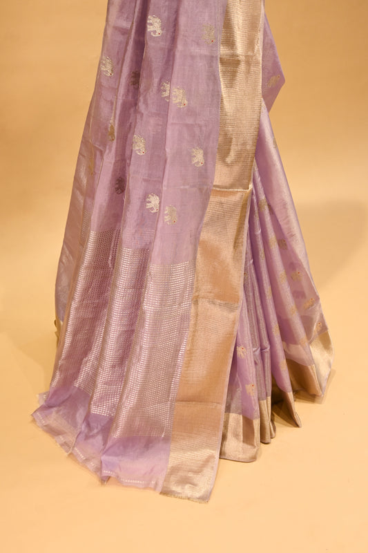 LILAC CHANDERI HANDWOVEN SILK SAREE