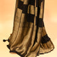 BLACK CHANDERI HANDWOVEN SILK SAREE