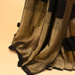 BLACK CHANDERI HANDWOVEN SILK SAREE