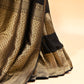 BLACK CHANDERI HANDWOVEN SILK SAREE