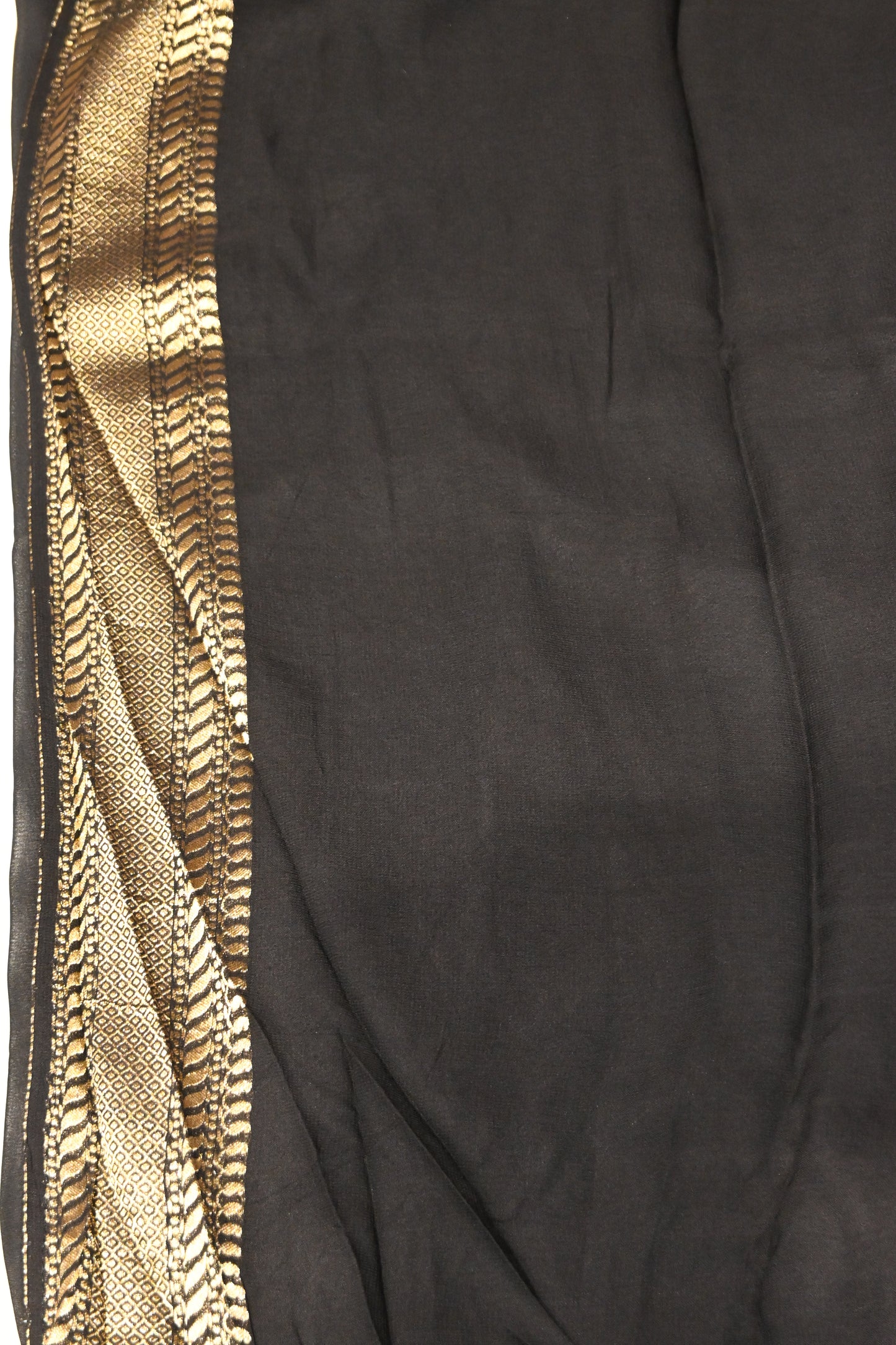 BLACK CHANDERI HANDWOVEN SILK SAREE
