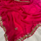 PINK SHADED CHIFFON SAREE EMBELLISHED WITH GOTA PATTI & MIRROR FOIL WORK - Kothari Sons