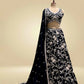 BLACK SILK PARSI EMBROIDERY LEHENGA