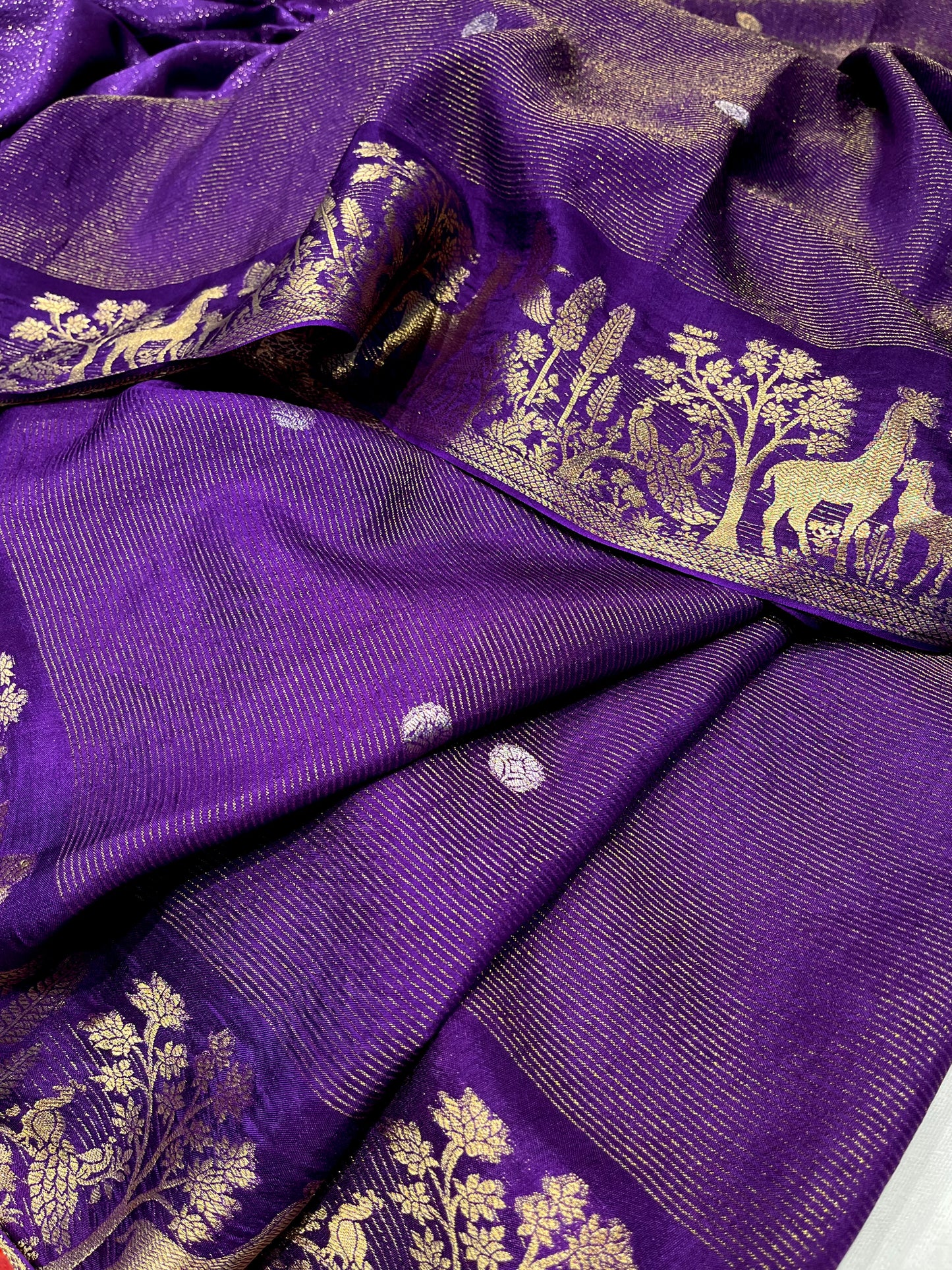 DARK PURPLE DOLA SILK ZARI STRIPE SAREE