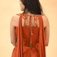 RUST-ORANGE EMBROIDERED CORSET TOP & FISH-CUT RUFFLED SKIRT SET