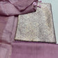 MAUVE PURE BROCADE UNSTITCHED SUIT WITH CRUSHED TISSUE DUPATTA &CHANDERI SILK BOTTOM