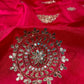 RUBY PINK TUSSAR SILK SAREE EMBELLISHED WITH FOIL MIRROR WORK