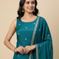 TEAL COLOUR PLANT BASED SILK EMBROIDERED UNSTITCHED SUIT