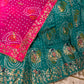 TEAL AND FUCHSIA COLOUR PURE GEORGETTE OJARIYA LEHENGA WITH GOTA PATTI WORK