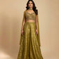 MEHENDI GREEN BROCADE TISSUE PALAZZO PANT WITH BEADS & SEQUINS EMBELLISHED CROP TOP AND DUPATTA