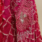 SHADED RED GEORGETTE BANDHANI LEHENGA EMBELLISHED WITH GOTA WORK