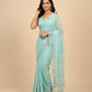 LIGHT BLUE CHIFFON SAREE EMBROIDERED WITH AARI WORK - Kothari Sons