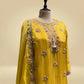 SUNFLOWER YELLOW TISSUE SHARARA SUIT EMBELLISHED WITH BEADS & THREAD WORK (DELIVERY IN 20 DAYS)