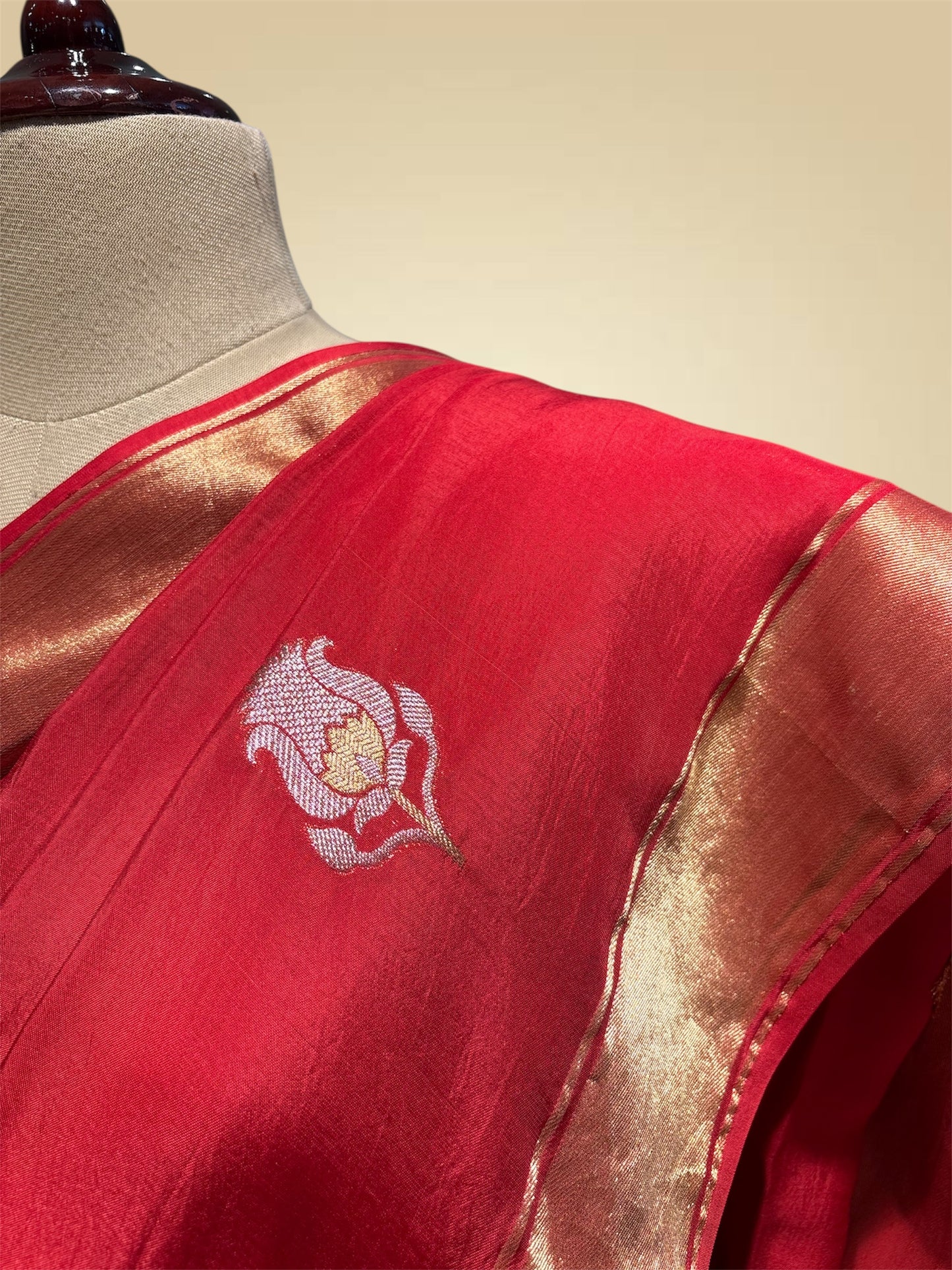 RED COLOUR PLANT-BASED SILK SAREE WITH ZARI WORK