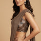 COFFEE BROWN SEQUIN SAREE WITH EMBROIDERED SEQUIN READYMADE BLOUSE