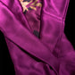MULBERRY PURPLE PURE SATIN SILK PLAIN SAREE WITH PRINTED SATIN BLOUSE (DELIVERY IN 20 DAYS)