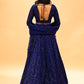 ROYAL BLUE SEQUINS EMBROIDERED LEHENGA WITH CROP TOP & NET DUPATTA