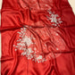 TERRACOTTA RED COLOUR PURE TUSSAR SILK SAREE WITH PARSI EMBROIDERY